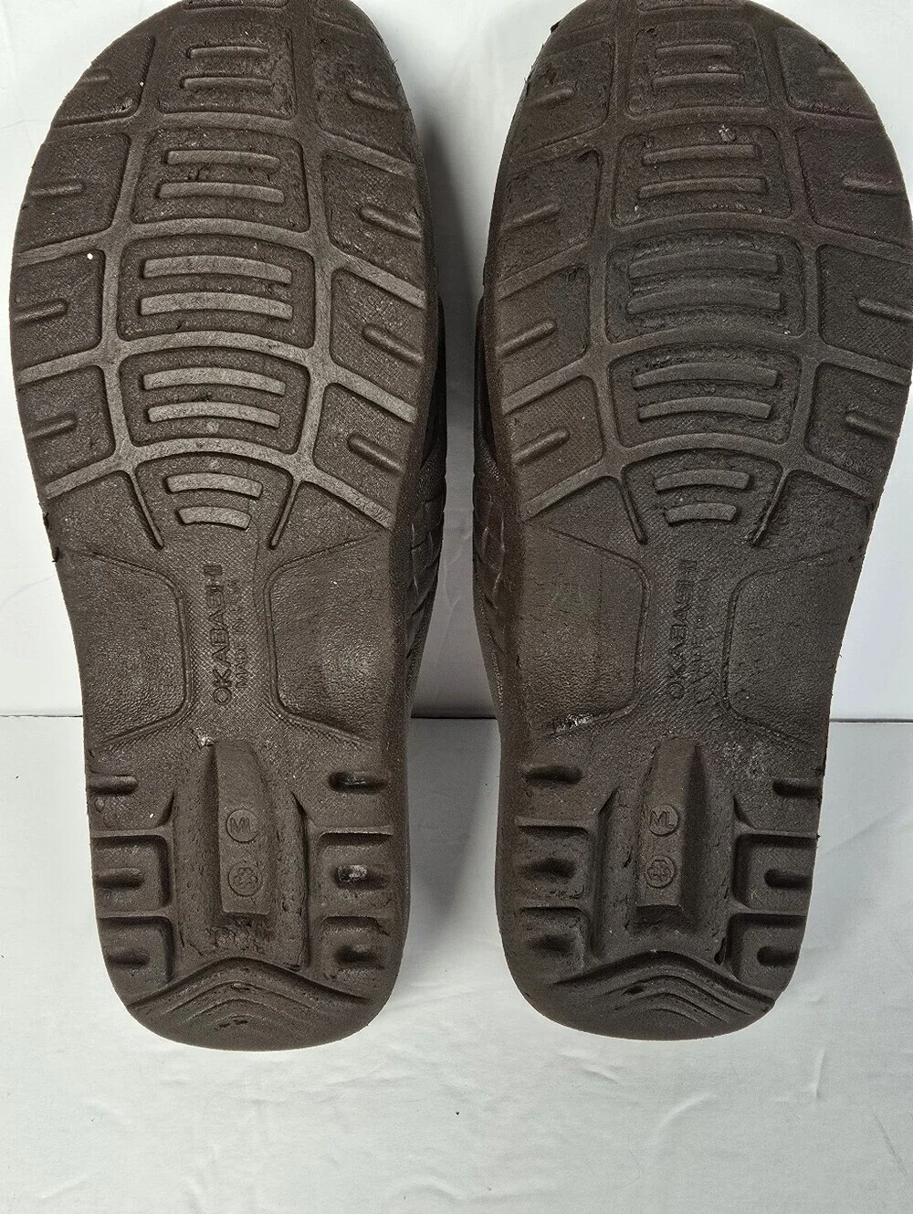 Okabashi Torino Men's Brown Slide Sandals With A Basket-Weave Design Size M/L